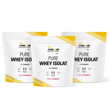 Pack de 3 Whey Isolate framboise PURE AM Nutrition