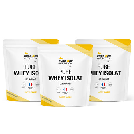 Pack de 3 Whey Isolate vanille PURE AM Nutrition