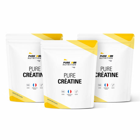 Pack de 3 Créatines monohydrates 500 g en poudre PURE AM Nutrition